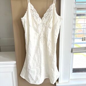 Vintage Valentino Intimo White Floral Lace Slip Dress w/ Matching Shorts Size M